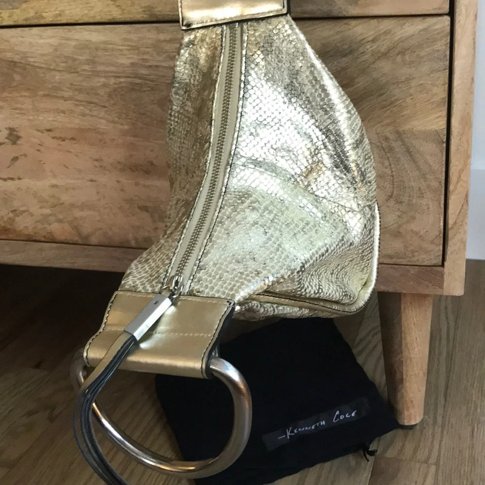 NWOT Kenneth Cole gold snakeskin handbag